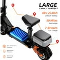 thumbnail image 4 of Electric Scooter for Adults, E Scooter 1600W Motor Up to 50 Miles Range, Top Speed 34 Mph, 10"&11" Off-Road Pneumatic Tires, Adjustable Scooter w/ Seat & Box,Max 265 LBS, 4 of 13
