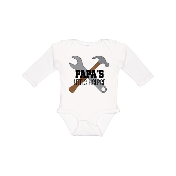 Inktastic Papa's Little Helper Boys Long Sleeve Baby Bodysuit
