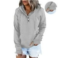 thumbnail image 2 of LEAVINGSUO Sweatshirt for Women Long Sleeve,Women's Oversized Sweatshirts Long Sleeve Button Fashion Trendy Sweatshirt Jackets Hooded Cute Comfy Clothes with Cover Finger, 2 of 6