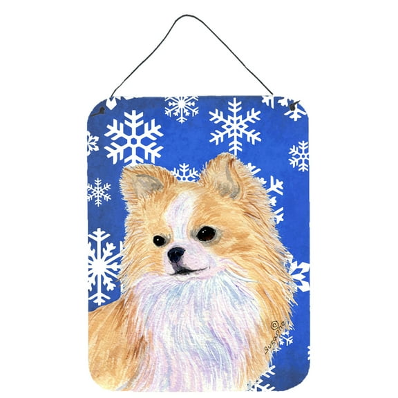 Chihuahua Winter Snowflakes Holiday Aluminium Metal Wall or Door Hanging Prints
