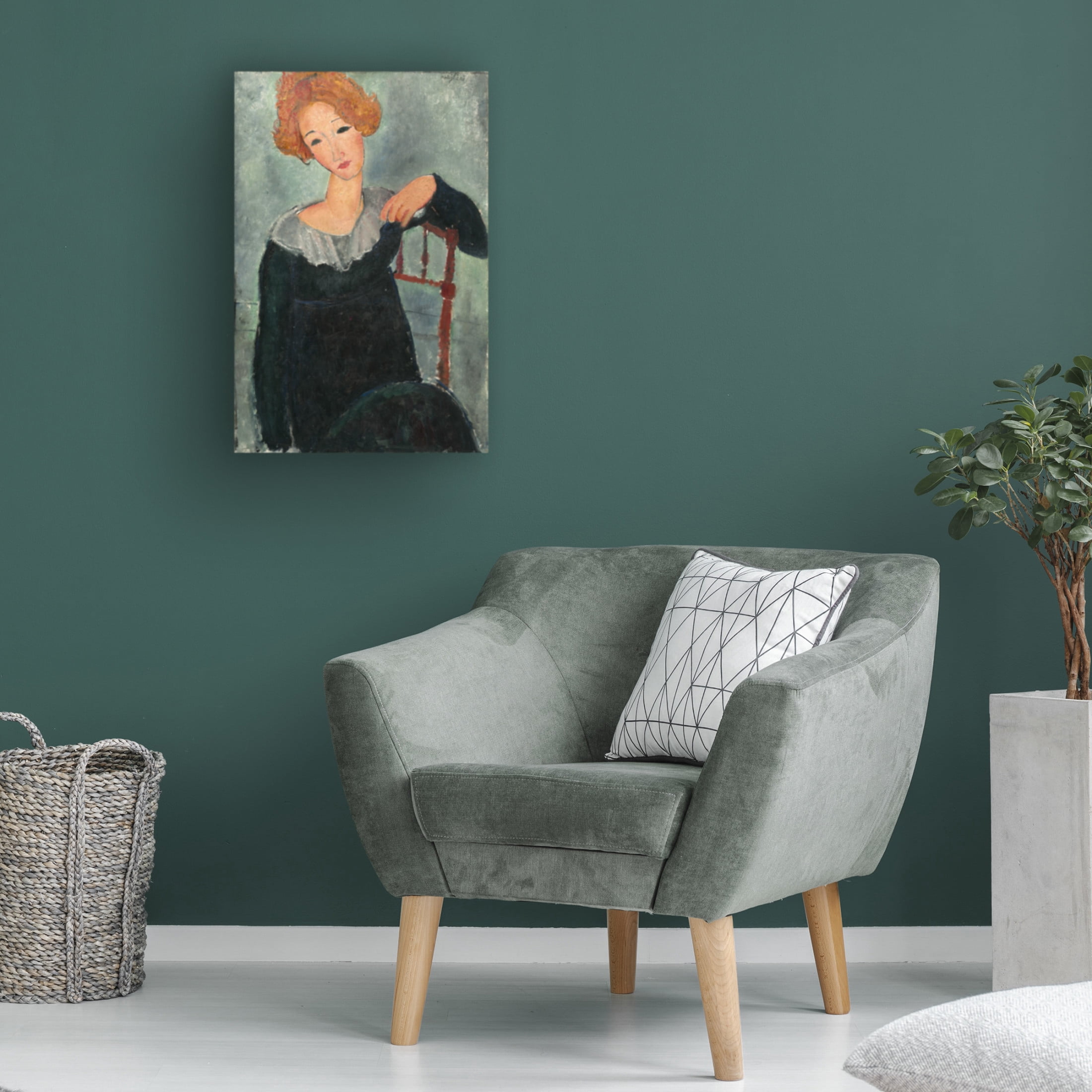 Amedeo Modigliani 'Woman with Red Hair, 1917' Canvas Art - 12 x 19 Inches
