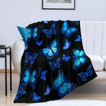 Butterfly Blanket Blue Butterflies Throw Blanket Ultra Soft Flannel Beautiful Butterfly Blanket Gifts for Adults Kids 80"x60"