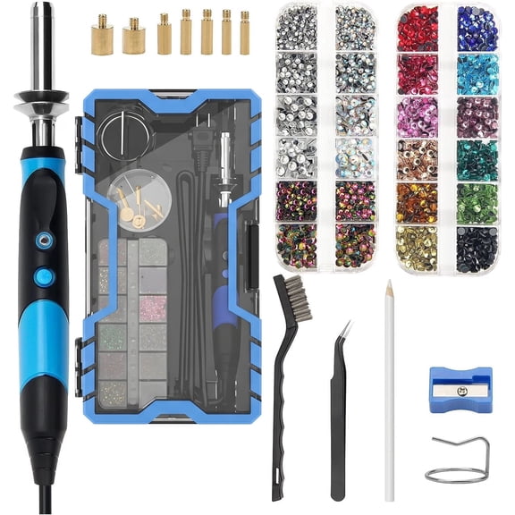 LANGSONGHONG Hotfix Rhinestone Applicator Tool, Hot Fixed Applicator Rhinestones Kit, Bigger Gems Crystal Pen Setter, 15 Colors Rinestones Set, for Clothing, Clothes, Fabric, Shirt DIY for crafts