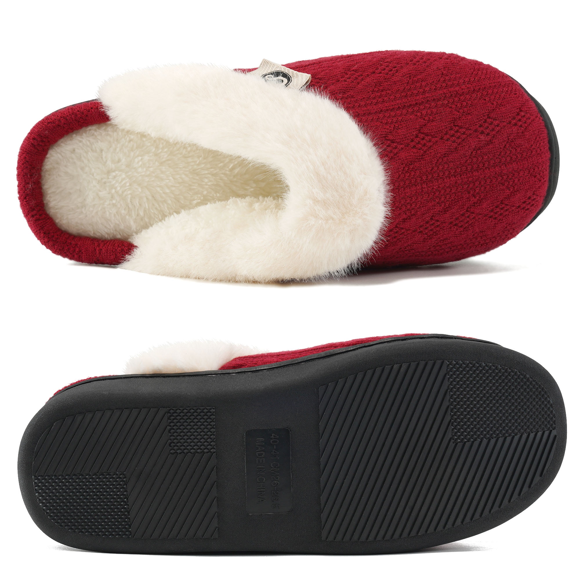 Ecetana Warm Knit House Slippers for Women Comfy Lined Slippers with Memory Foam