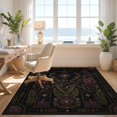 thumbnail image 3 of Design&I 8'x10' Ultra Soft Area Rug, Black Gold Celestial Garden and Floral Motifs Elegant Starry Night Design with Botanical Fluffy Washable Non Shedding for Bedroom Living Room Under Sectional, 3 of 3