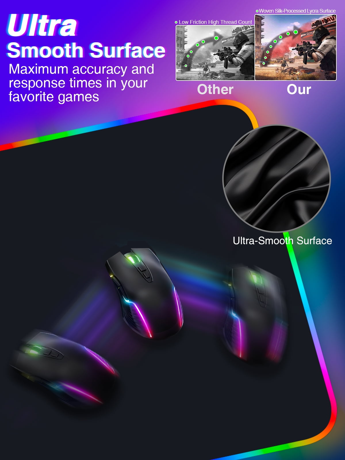 Miroddi RGB Gaming Mouse Pad with Wireless Charger, LED Desk Mat with 15W Fast Charging, Waterproof Non-Slip Desk Pad for Office & Home