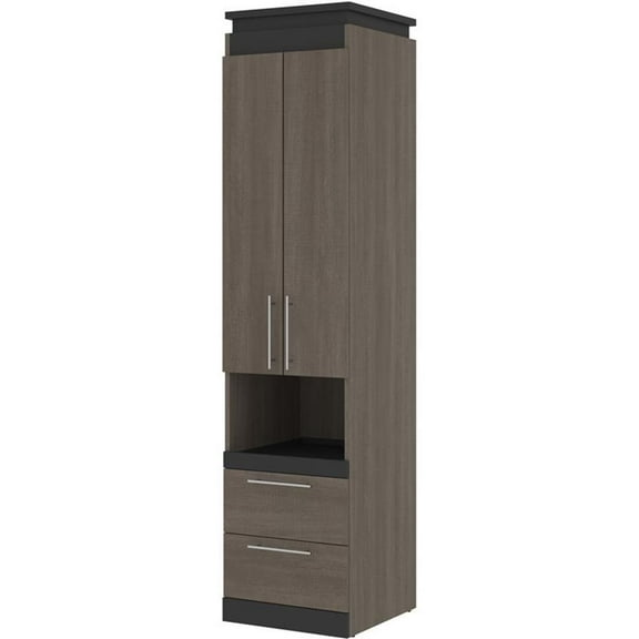 Pemberly Row 20" Storage Cabinet with Pull-Out Shelf in Bark Gray and Graphite