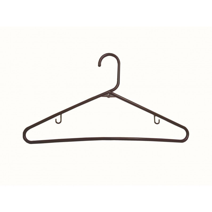 International Hanger, Brown Plastic Tubular Combo Hanger with Bar and Hooks for Straps on Tops, 36 Pack