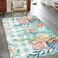 thumbnail image 3 of Summer Coastal Area Rug 4'x6', Watercolor Corals Shells Starfish Green Plaid Washable Non-Slip Rugs, Low Pile Large Carpet for Living Room Bedroom Dining Room Kitchen Office Indoor Mat, 3 of 9