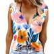 thumbnail image 2 of Camisetas para Mujeres Flores Plantas Impresión Suelta Cuello Redondo Top sin Mangas, Camisetas de Verano para Mujeres, 2 of 5