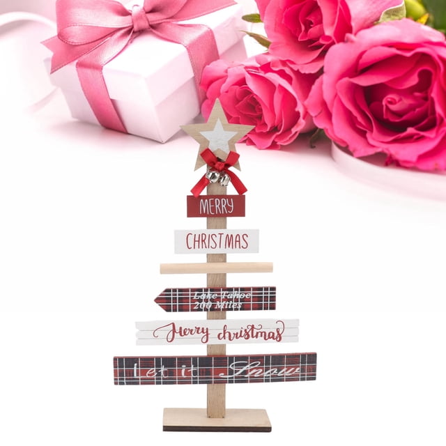 Árbol de Navidad de Madera Adornos de Escritorio de Navidad Decoración de Madera Letrero Vintage Bloque de árbol de Navidad Artesanía Casa de Campo Decoración de Madera ANGGREK Otros