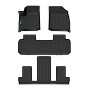 Ikon Motorsports 3D TPE Floor Mats Compatible With 2018-2024 Buick Enclave All Weather Waterproof Anti-Slip Car Floor Liner Heavy Duty Carpets Front & 2nd Row Black 4PCS Set