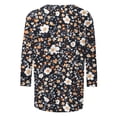 thumbnail image 5 of JTZGDY Western Shirts for Women Plus Size Vintage Ethnic Floral Print Summer 3/4 Lenght Sleeve Crewneck Graphic Tunic Tees Loose Oversized Casual Dressy Blouses Yellow M, 5 of 6