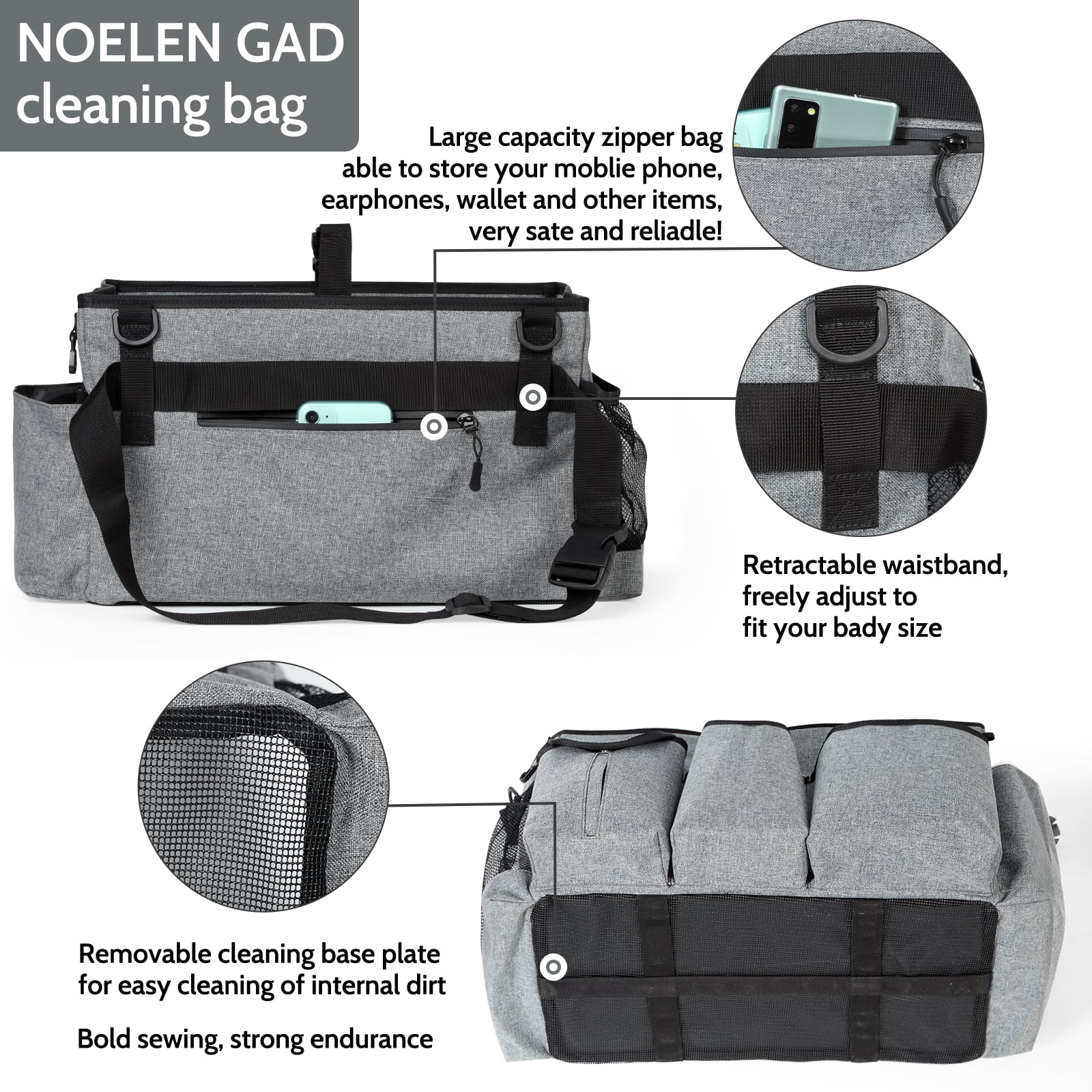 Noelen Gad Large Wearable Cleaning Caddy Bags with Handle and