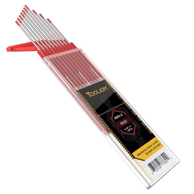 Electrodos de tungsteno TOOLIOM eWTh-2 de 2,4 mm x 17,5 cm, paquete de 10
