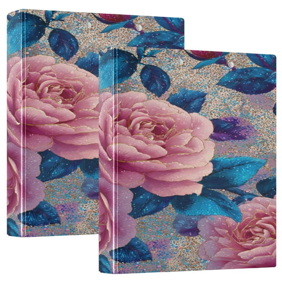 3 Ring Binder 1.5 inch Round Rings with Interior Pockets Binders Organizer Office School 1Pack Digital Art Roses