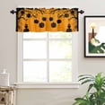 thumbnail image 2 of Halloween Pumpkin Valances for Windows Black Owl Tree Horror Orange Background Rod Pocket Curtain Valance Window Treatment Short Curtains for Kitchen Living Room, 60"x14", 2 of 5