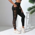 thumbnail image 2 of Yuanlong Womens Yoga Pants High Waist Mesh Crisscross Side Panels Leggings Spring Fitness Training Workout Athletic Pants, 2 of 9