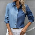 thumbnail image 2 of Kaemgyyd Womens Button down Shirt Casual Linen Button up Blouse Long Sleeve Color Block Work Office Collared Tops Tunics, 2 of 5