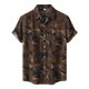 thumbnail image 1 of Camisas Vaqueras Para Hombre Camisa informal a la para hombre, camisa hawaiana con estampado geométrico, blusa de manga corta con botones y cuello vuelto, camisa de verano (Coffee, L), 1 of 6