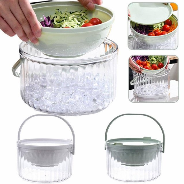 Chilled Serving Bowl Chilled Dip Bowl 30oz Ice Serving Bowl With Lid Cold Serving Dish Salad Bar Containers Ice Cube Serving Tray For Chilled Pasta Dressing