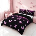 thumbnail image 2 of Homewish Neon Butterfly Bedding for Girls, Black Pink Duvet Cover Full, Black Reversible, 3 Piece 1 Duvet Cover and 2 Pillowcases, 2 of 6