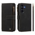 thumbnail image 2 of PU Leather Wallet Case for Samsung Galaxy S26 FE 5G 6.7",9-Card Holder, Zipper Bills Slot, Magnetic Shoulder Strap & Wristlet Cover,Black,For Galaxy S26 FE 5G, 2 of 9