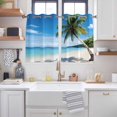 thumbnail image 2 of Coastal Tropical Kitchen Curtains Short 54 Inch Length, Blue Sky Coconut Tree Summer Beach Grommet Top Bedroom Living Room Curtains, Light Filtering Cafe Curtain Drapes 2 Panels Set 84''x54'', 2 of 9