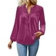 thumbnail image 1 of AUNVITO Women's V-Neck Velour Long Sleeve Shirt Solid Color Smooth Casual Elegant Daily Work Wear Style, 1 of 8