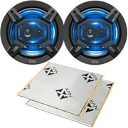 Boss B65LED 6.5" Elite Series 3-Way Coaxial Car Speakers 300W Peak + NVX SDSK2 Sound Damping