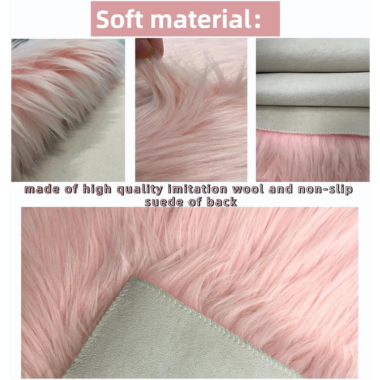 Small Fluffy Faux Fur Rug - 12x12 Inch Square Sheepskin Photo Prop For Jewelry, Nail Art, Cosmetics & Home Decor (Pink)
