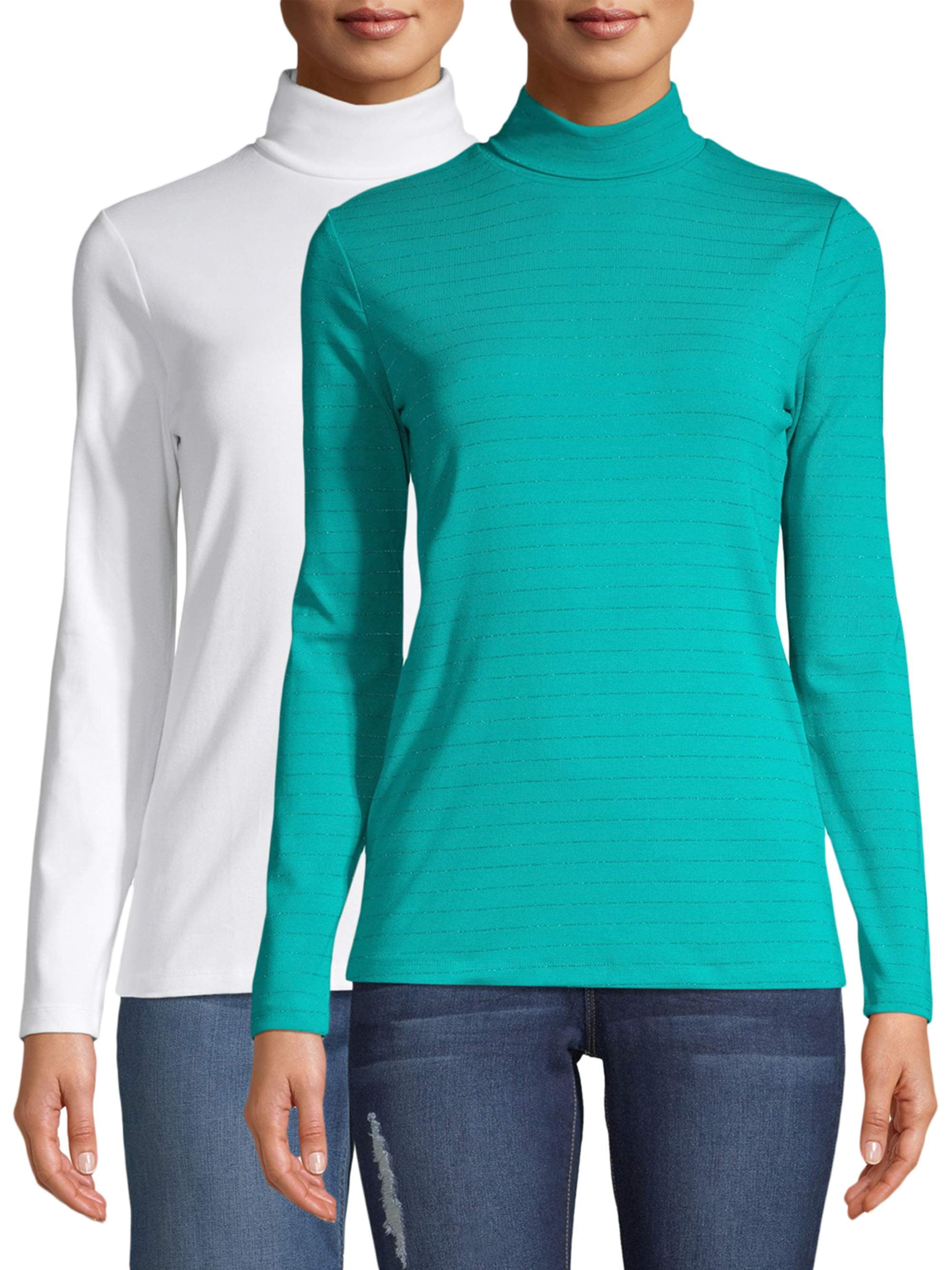 Time and Tru Women's Turtleneck Top, 2 Pack Bundle
