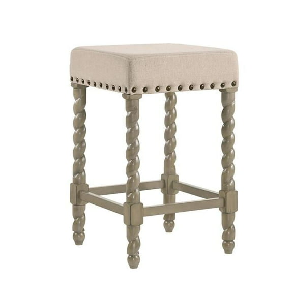 HomeRoots 516160 24 x 16.375 x 16.375 in. Cream & Gray Backless Counter Height Bar Chair with Footrest