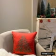 thumbnail image 4 of Holiday Throw Pillow cover, 18"x18" Red & Green Cotton Linen Pillowcase, Contemporart Christmas Tree Embroidered Christmas Tree Pillow Cover For Sofa Couch, living Room, Bed Room - Xmas Evergreen, 4 of 8