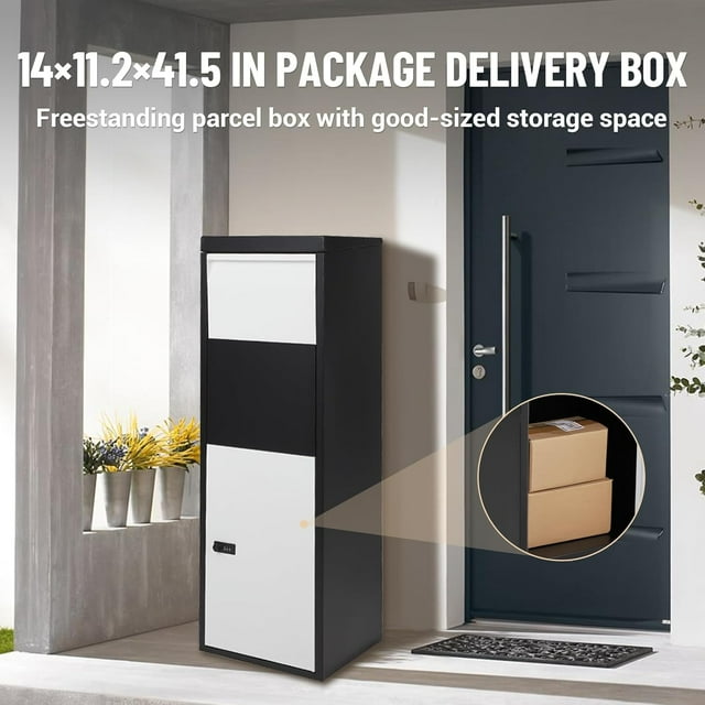 EDTara Waterproof Outdoor Package Box, Locking Steel Parcel Delivery Mailbox With Combination Lock for Porch or Curb