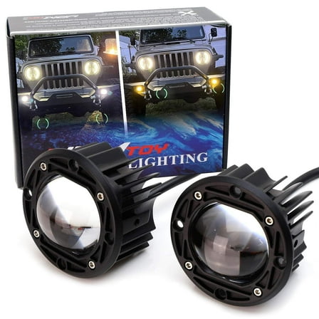 3-Inch Round Shape 20W Xenon White/Selective Yellow Projector Lens Flush Mount LED Pod Lights For Jeep Truck Off-Road ATV UTV 4WD 4x4, etc