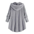 thumbnail image 2 of Ersazi Womens Jackets Women'S Plus Size Solid Color Plush Hooded Warm Coat Gray 3Xl, 2 of 5