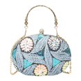 thumbnail image 1 of Bolso de mano para mujer, bolso de hombro, bordado floral, elegante, estilo vintage. Azul, 1 of 9
