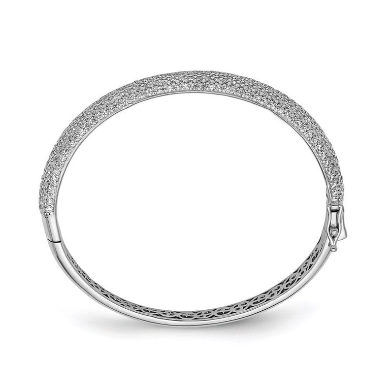 Sterling Silver Bracelet Bangle Women's Cubic Zirconia Round