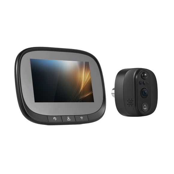 Cámara de timbre inteligente con WiFi de 2,4 GHz y mirilla, pantalla IPS de 4,3 pulgadas.