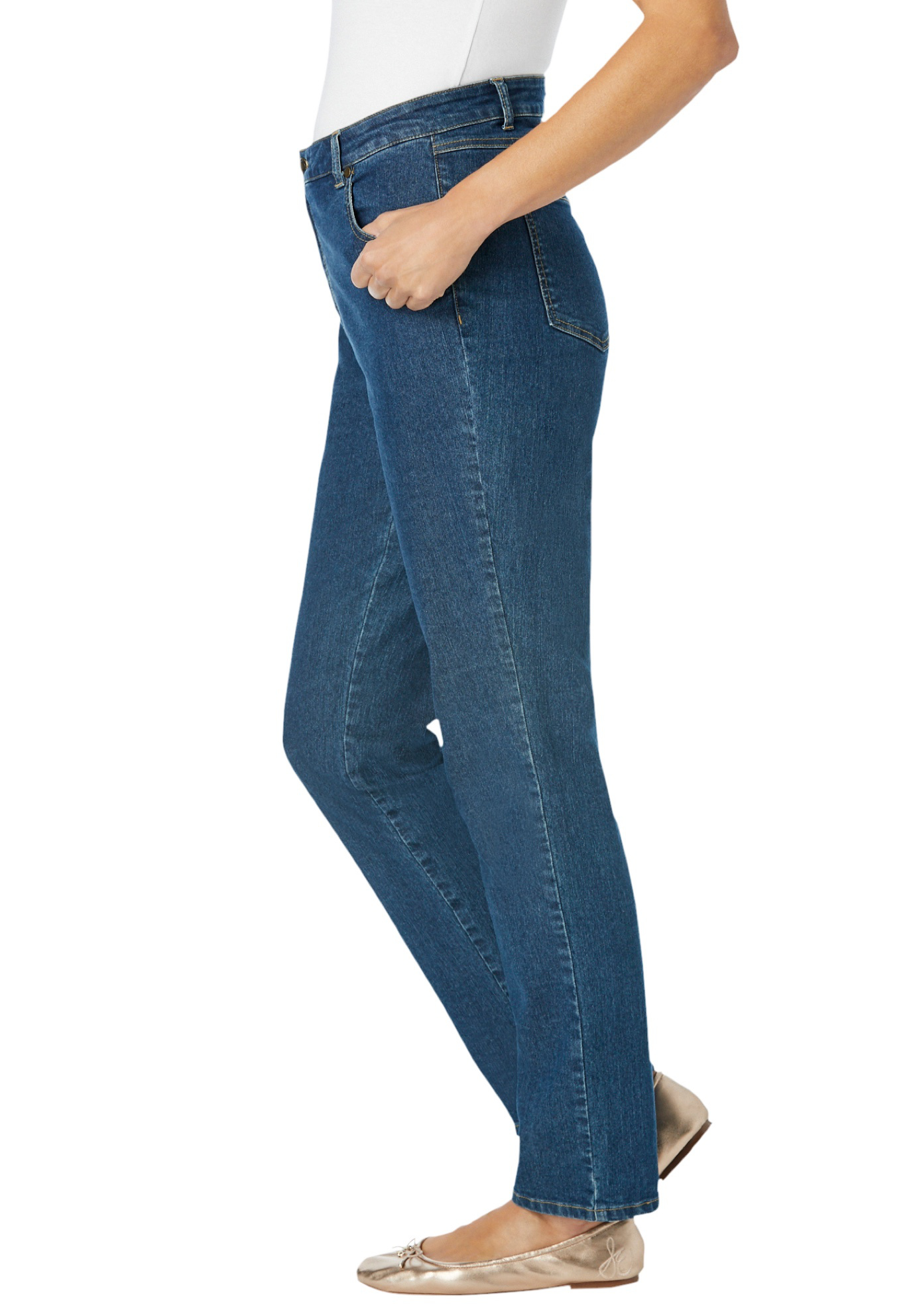 Woman Within Women's Plus Size Straight Leg Stretch Jean Jean - image 4 of 6