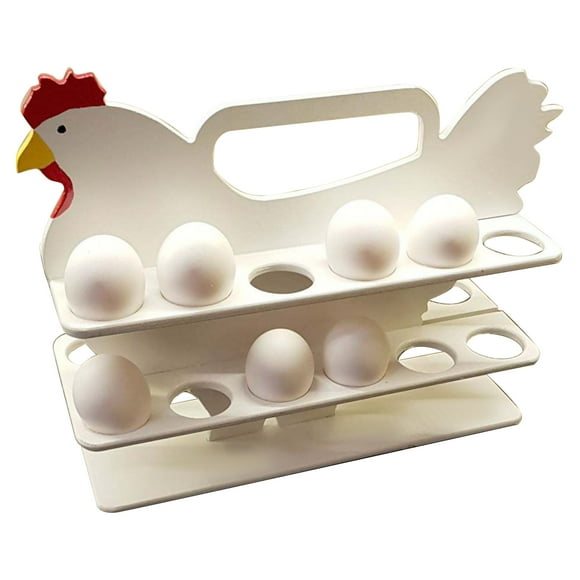 Generic 2-tray Wooden Egg Basket 24 Eggs Egg Holder Countertop Wooden Rustic Egg Holder Countertop Wooden Egg Tray for Egg Storage