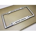 thumbnail image 3 of [Officially Licensed Product] - United States Space Force - Domed Custom-Made Personalized Narrow (Thin) Top 4 Hole Metal Car License Plate Frame with Free caps - Chrome, w/b (Qty: 1 Frame), 3 of 8