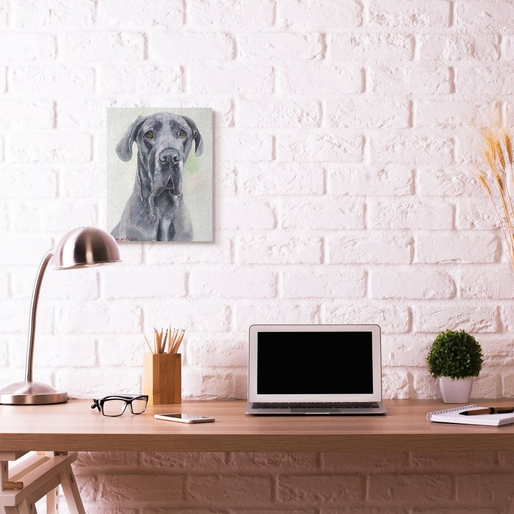 Stupell Industries Great Dane Dog Pet Animal Watercolor Painting Canvas Wall Art by George Dyachenko