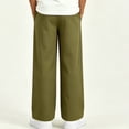 thumbnail image 7 of cfhntfmh Casual Pants for Boys Loose Fit Solid Color Elastic Waisted Straight Leg Pants with Pockets (Army Green,11-12 Years), 7 of 7