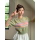 thumbnail image 1 of Camisetas de punto para mujer, ropa de calle con paneles, combinables, dulces, para estudiantes, camisetas de manga corta, temperamento, ocio, verano, moda chic, 1 of 6