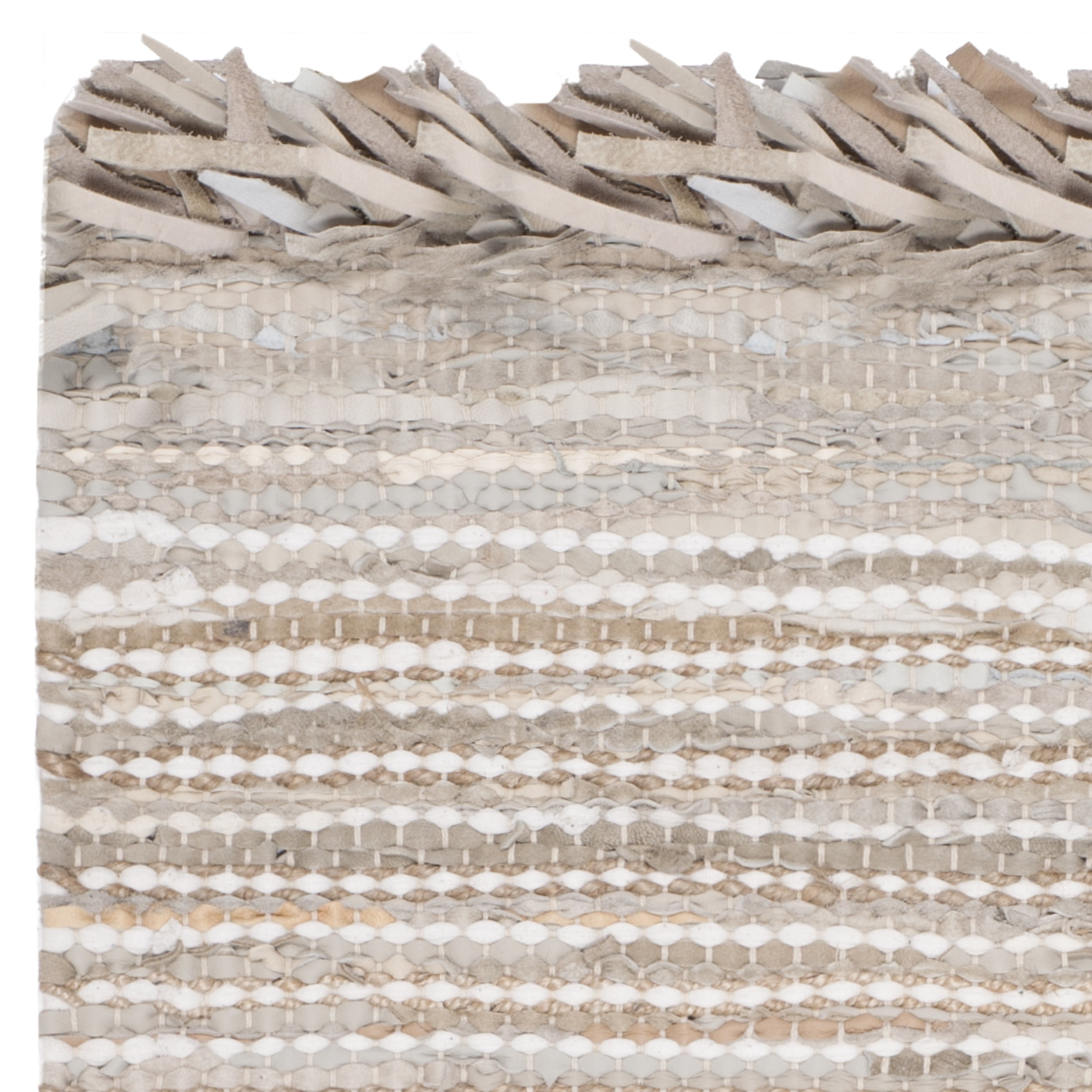 SAFAVIEH Vintage Leather Aaron Stripe Fringed Area Rug, Beige/Multi, 6' x 9'