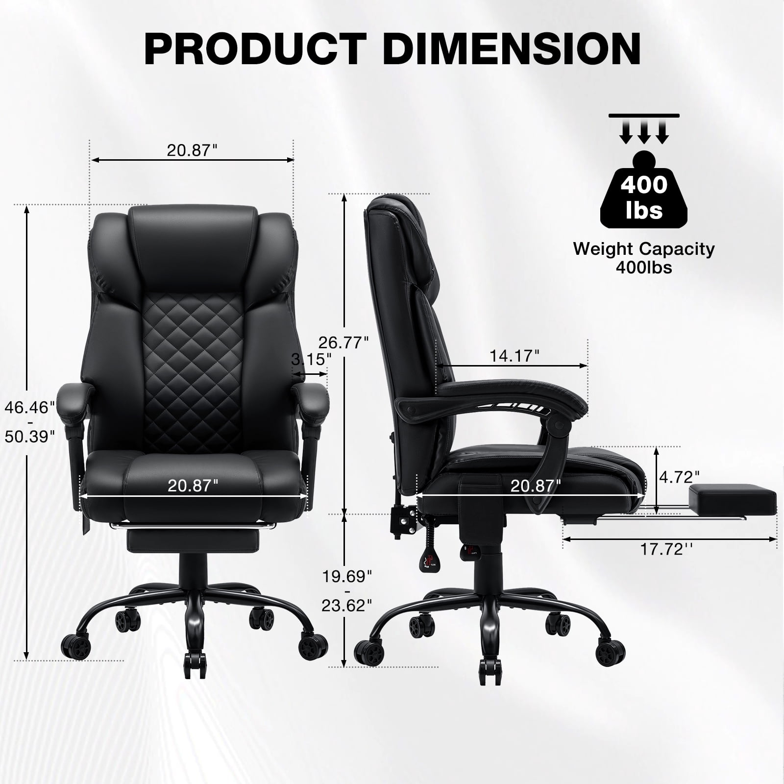 Hoffree Massage ergonomic Office Chair 400LBS, Executive Computer Desk Chair with Footrest , Reclining High Back Leather Office Chair Lumbar Back Support Swivel Rolling for Home Office Black