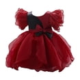 thumbnail image 1 of HBFAGFB Robe Formelle pour Filles Robe d'Invitée de Mariage Nœud Papillon Jupe Longue Élégante Rouge Taille 80, 1 of 4