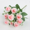thumbnail image 4 of LShunze Artificial Flowers Small Roses with Leaf Bouquet Faux Floral Plant for Valentines Decoration Kitchen Wedding Office, 4 of 8